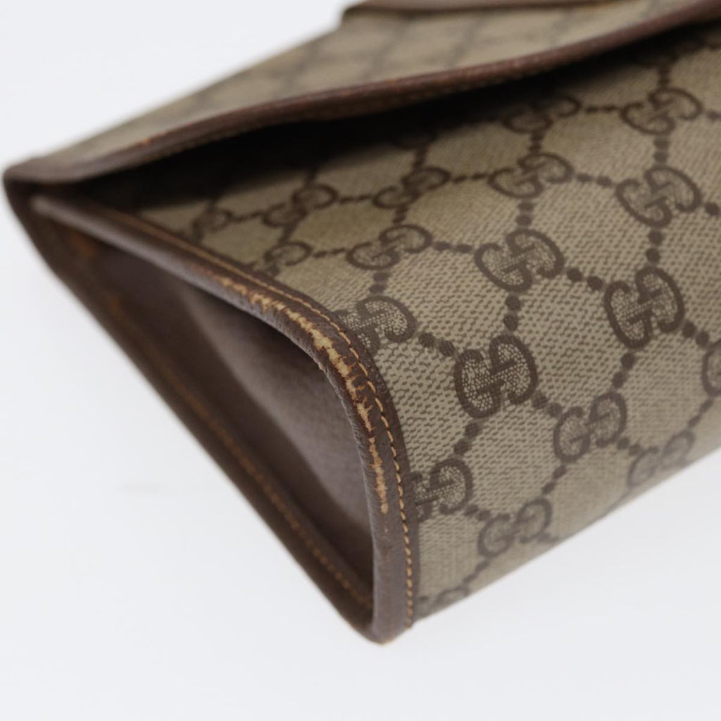 GUCCI GG Supreme Web Sherry Line Clutch Bag PVC Beige Red 89 01 030 86403