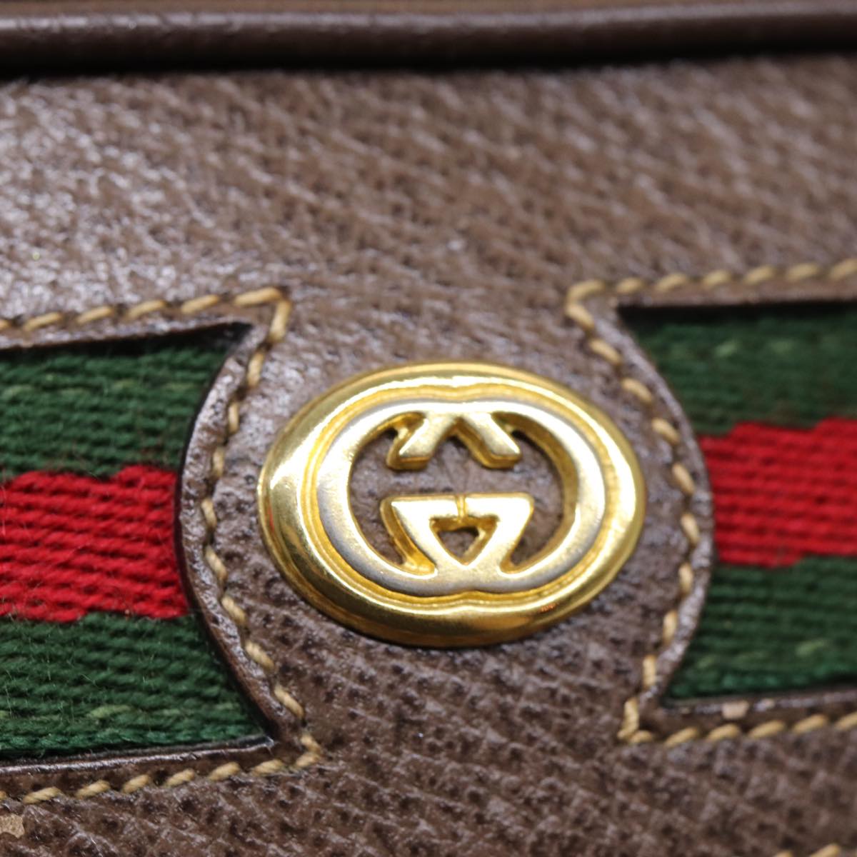 GUCCI GG Supreme Web Sherry Line Shoulder Bag Beige Gold 001 44 6655 86407
