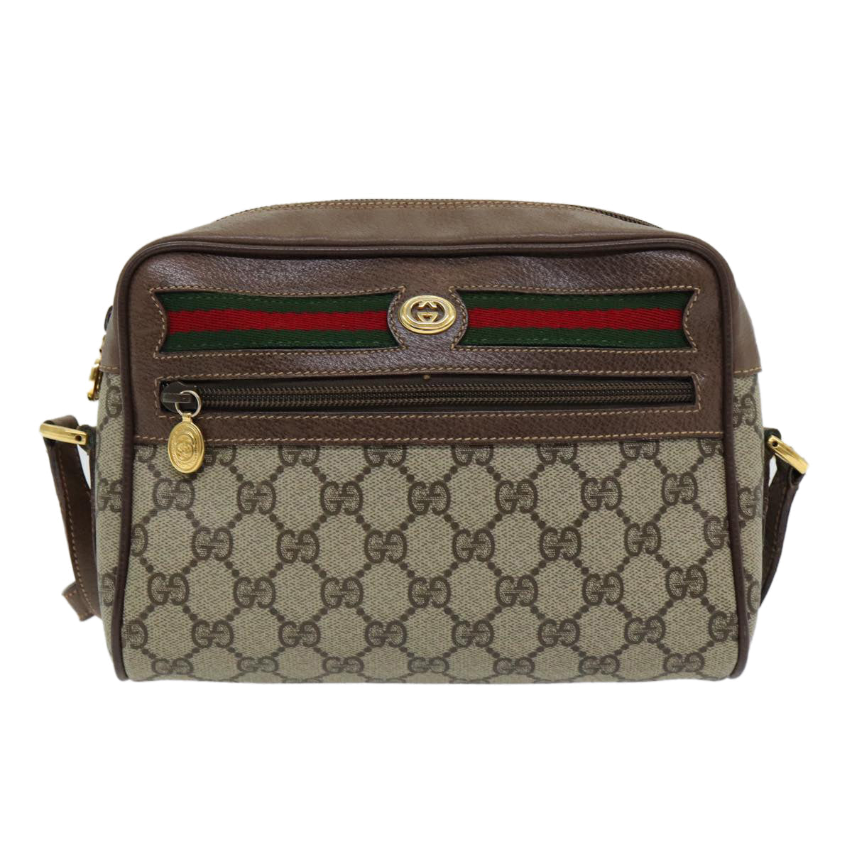GUCCI GG Supreme Web Sherry Line Shoulder Bag Beige Gold 001 44 6655 86407