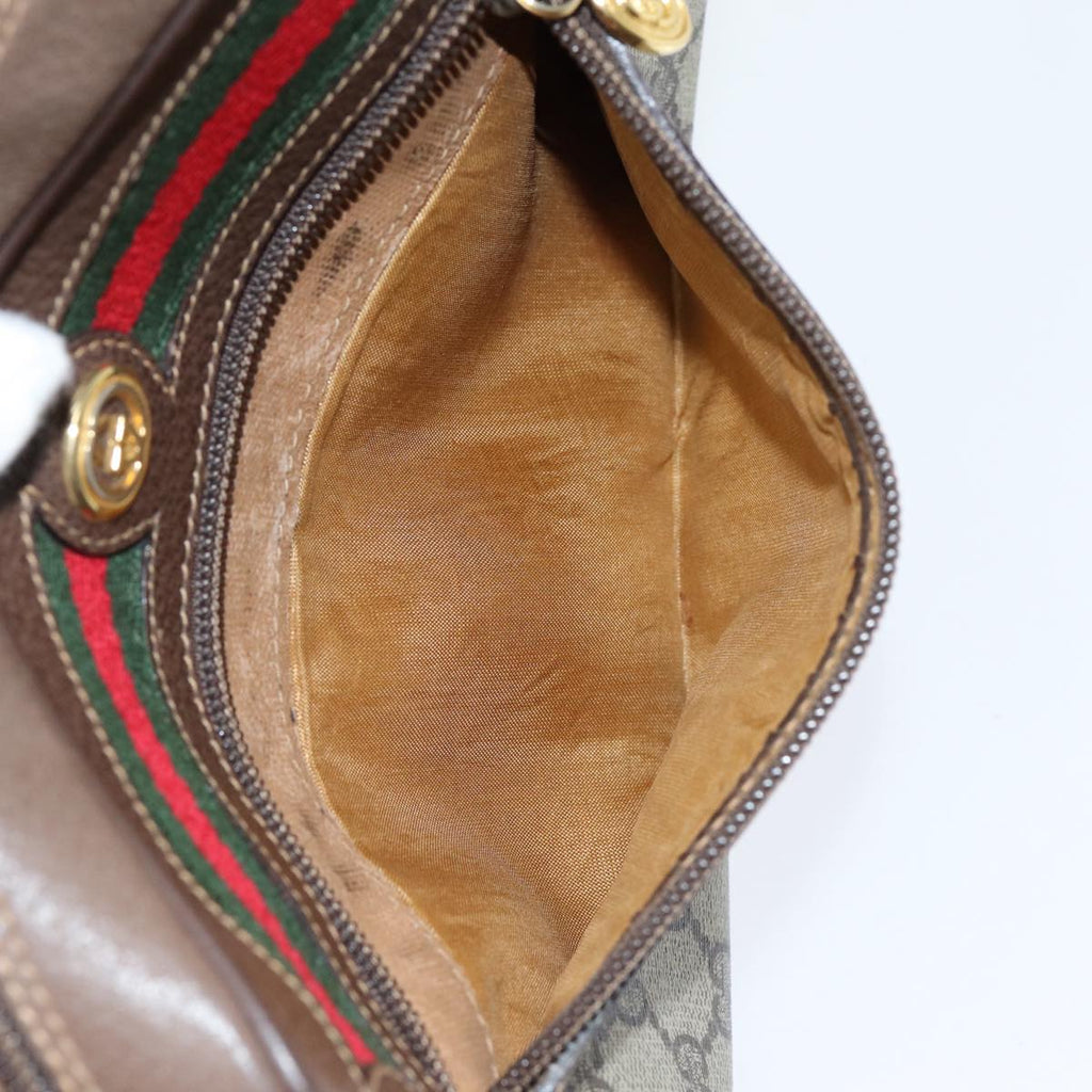 GUCCI GG Supreme Web Sherry Line Shoulder Bag Beige Gold 001 44 6655 86407