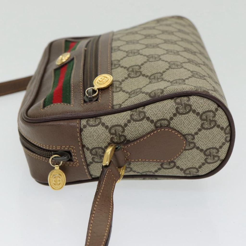 GUCCI GG Supreme Web Sherry Line Shoulder Bag Beige Gold 001 44 6655 86407