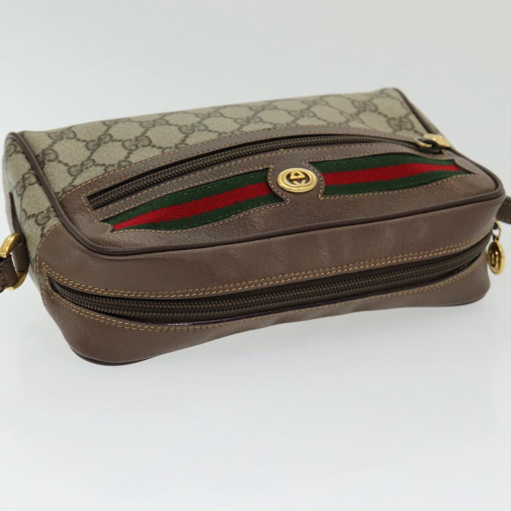 GUCCI GG Supreme Web Sherry Line Shoulder Bag Beige Gold 001 44 6655 86407