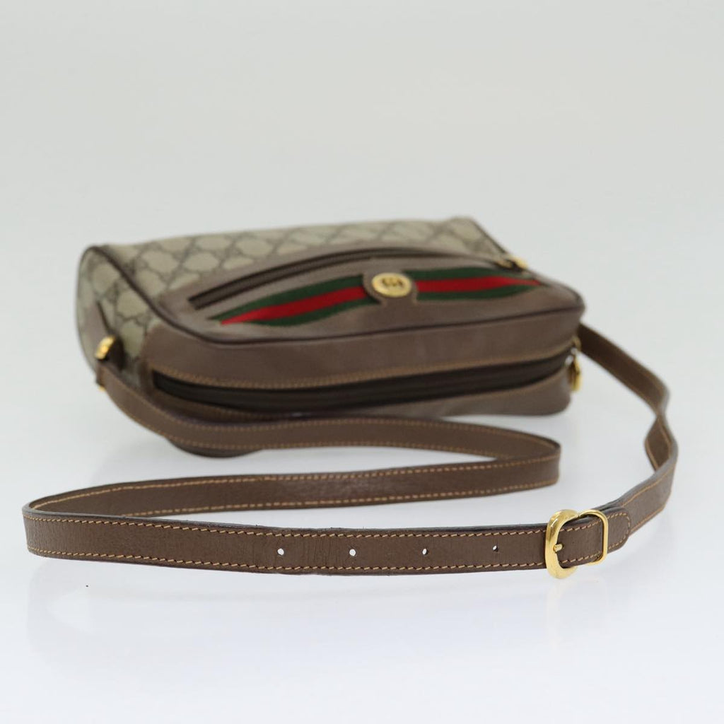GUCCI GG Supreme Web Sherry Line Shoulder Bag Beige Gold 001 44 6655 86407
