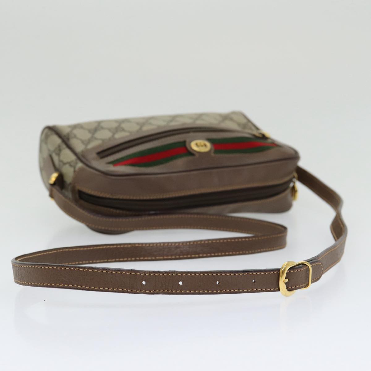 GUCCI GG Supreme Web Sherry Line Shoulder Bag Beige Gold 001 44 6655 86407