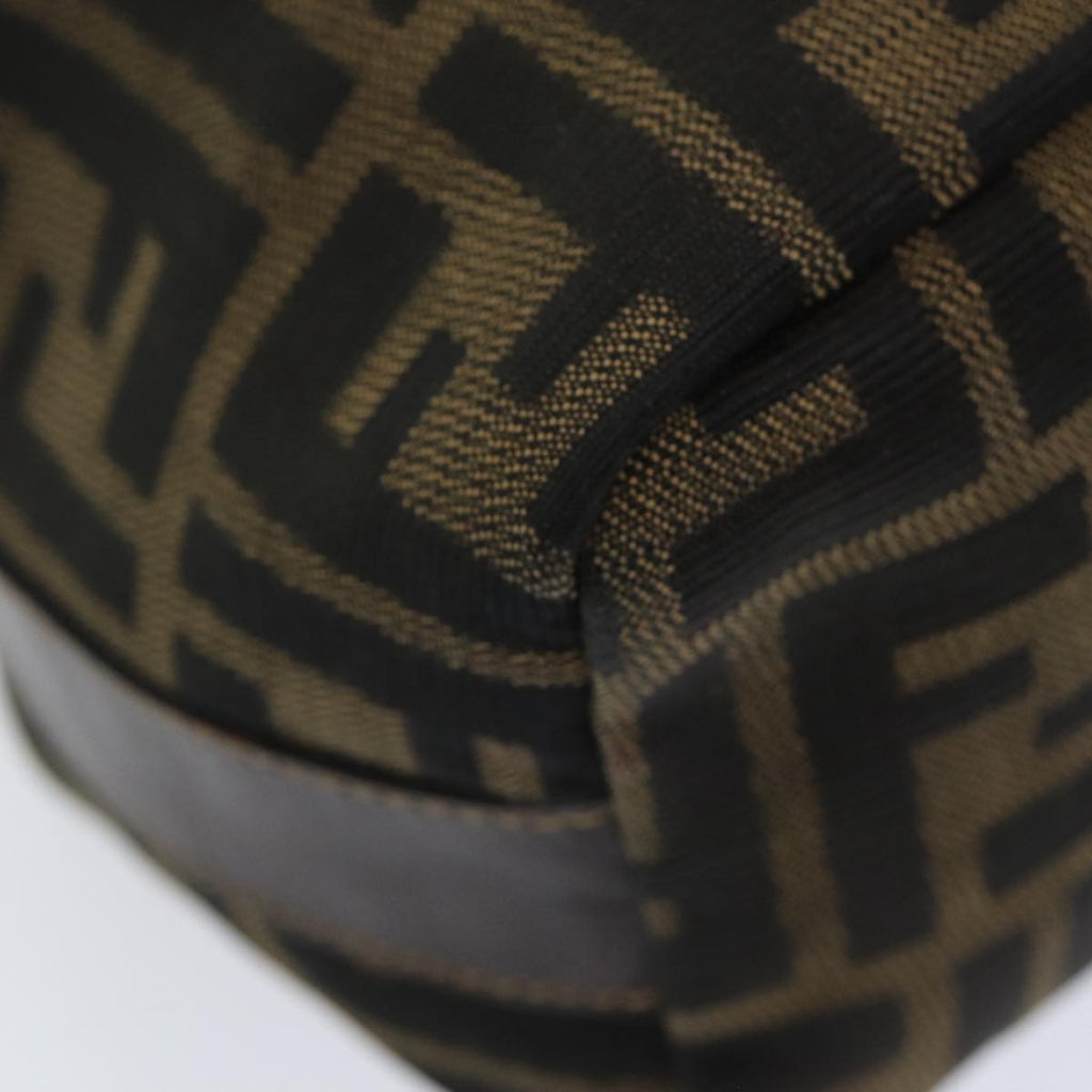 FENDI Zucca Canvas Vanity Pouch Brown Black gold 86430