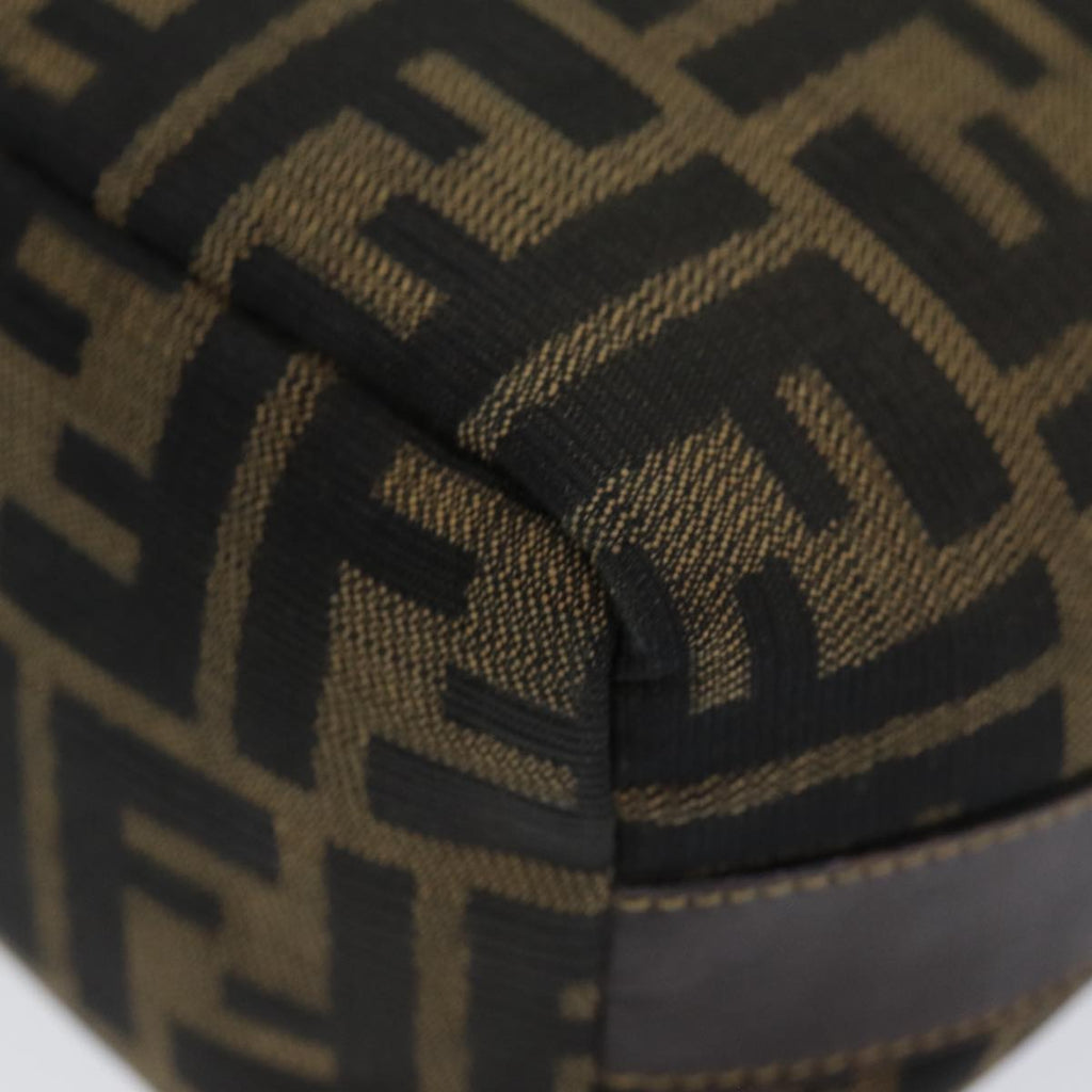 FENDI Zucca Canvas Vanity Pouch Brown Black gold 86430