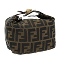 FENDI Zucca Canvas Vanity Pouch Brown Black gold 86430