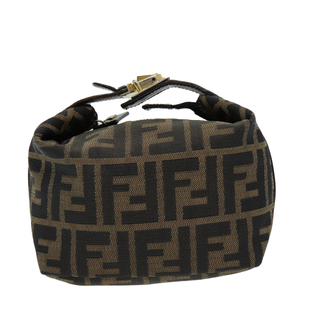 FENDI Zucca Canvas Vanity Pouch Brown Black gold 86430