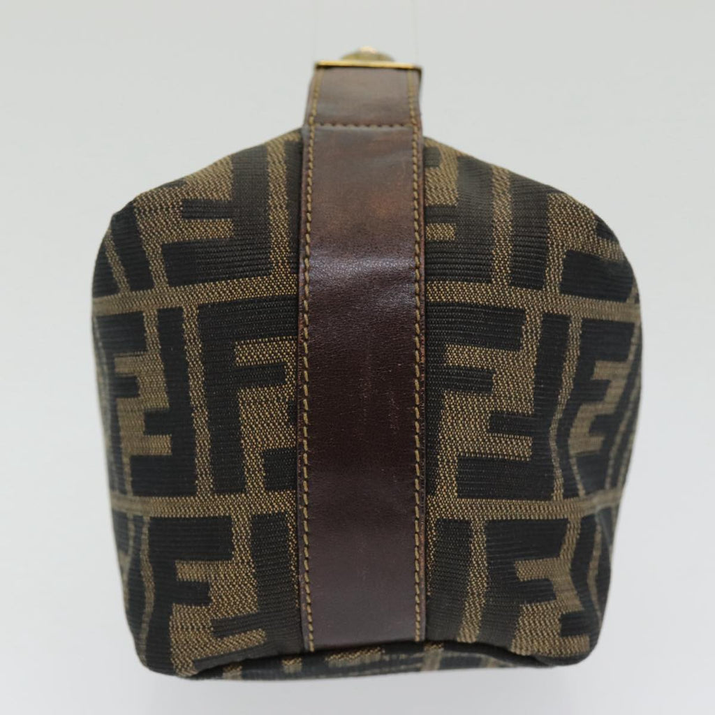 FENDI Zucca Canvas Vanity Pouch Brown Black gold 86430