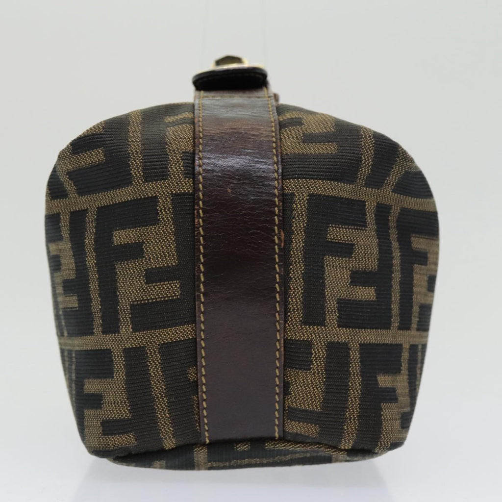 FENDI Zucca Canvas Vanity Pouch Brown Black gold 86430