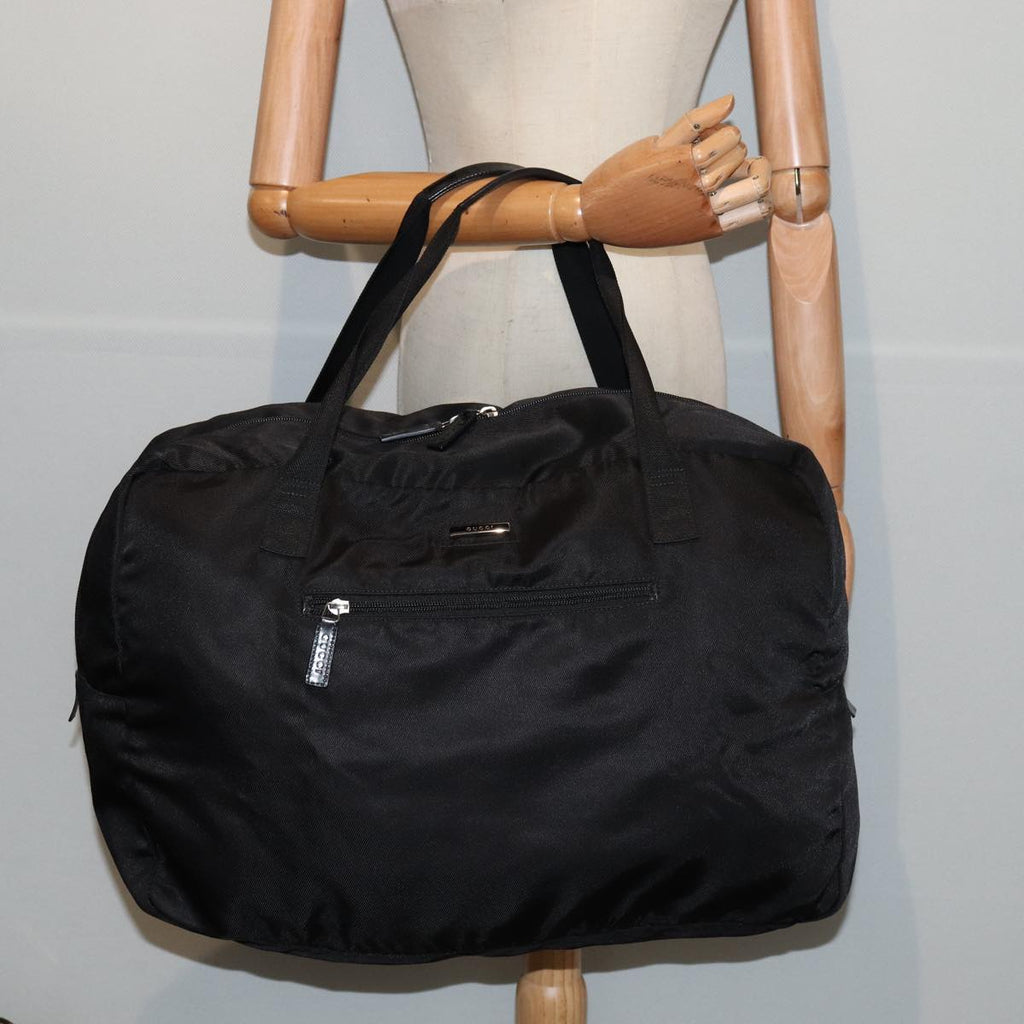 GUCCI Boston Bag Nylon Black Silver 012 0389 002058 86461
