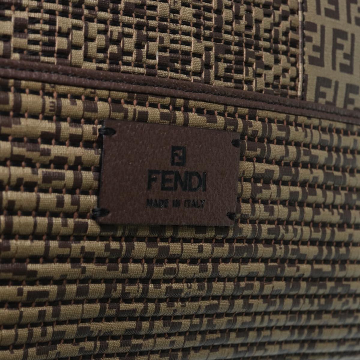 FENDI Zucchino Canvas Hand Bag Brown 86480