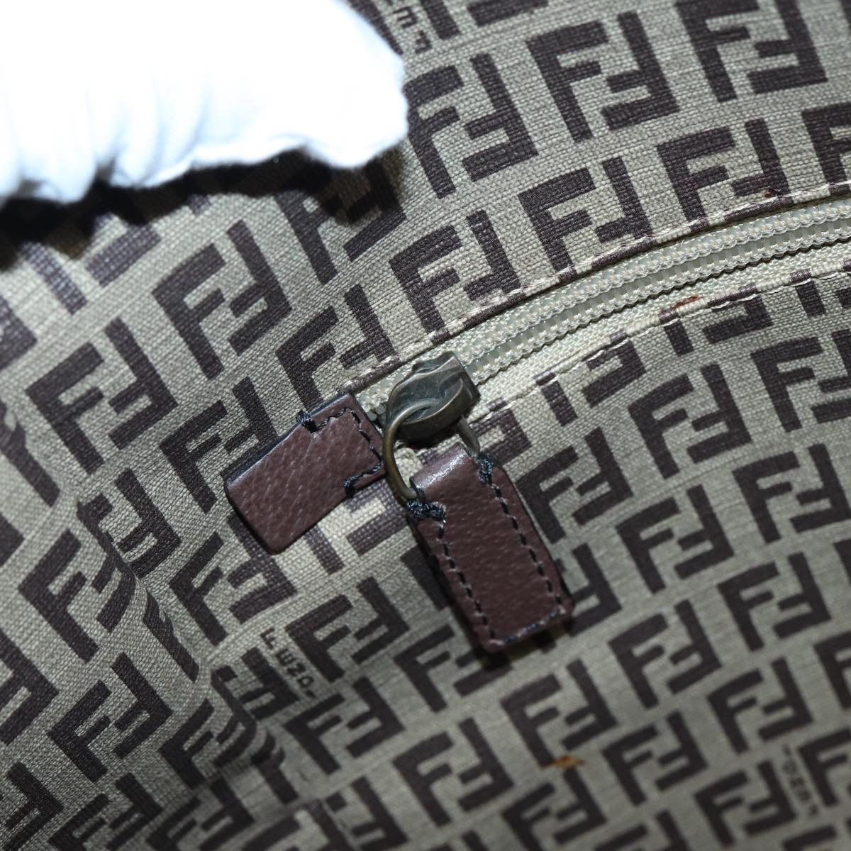FENDI Zucchino Canvas Hand Bag Brown 86480