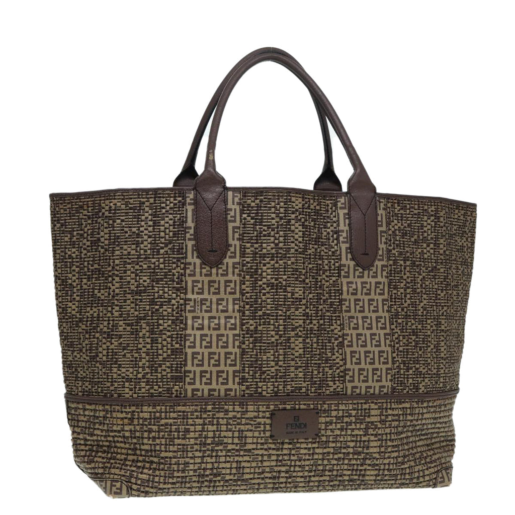 FENDI Zucchino Canvas Hand Bag Brown 86480