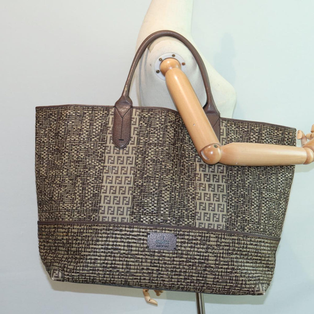 FENDI Zucchino Canvas Hand Bag Brown 86480
