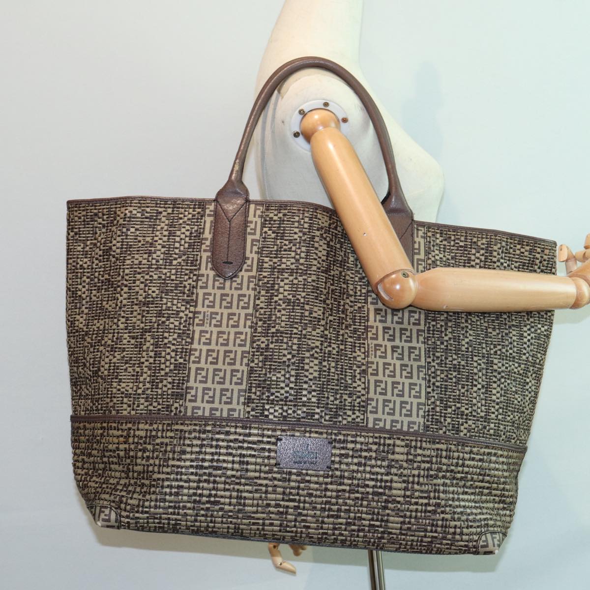 FENDI Zucchino Canvas Hand Bag Brown 86480