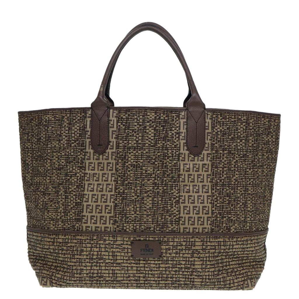 FENDI Zucchino Canvas Hand Bag Brown 86480