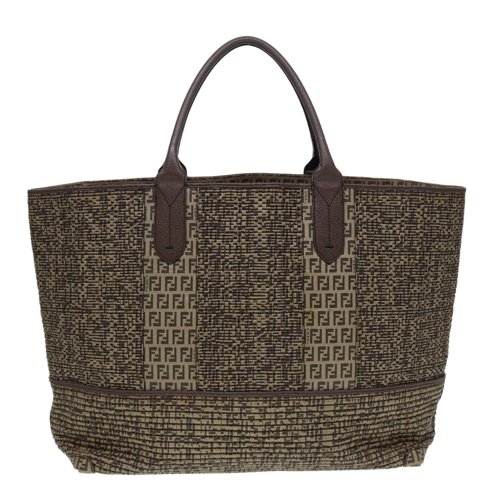FENDI Zucchino Canvas Hand Bag Brown 86480