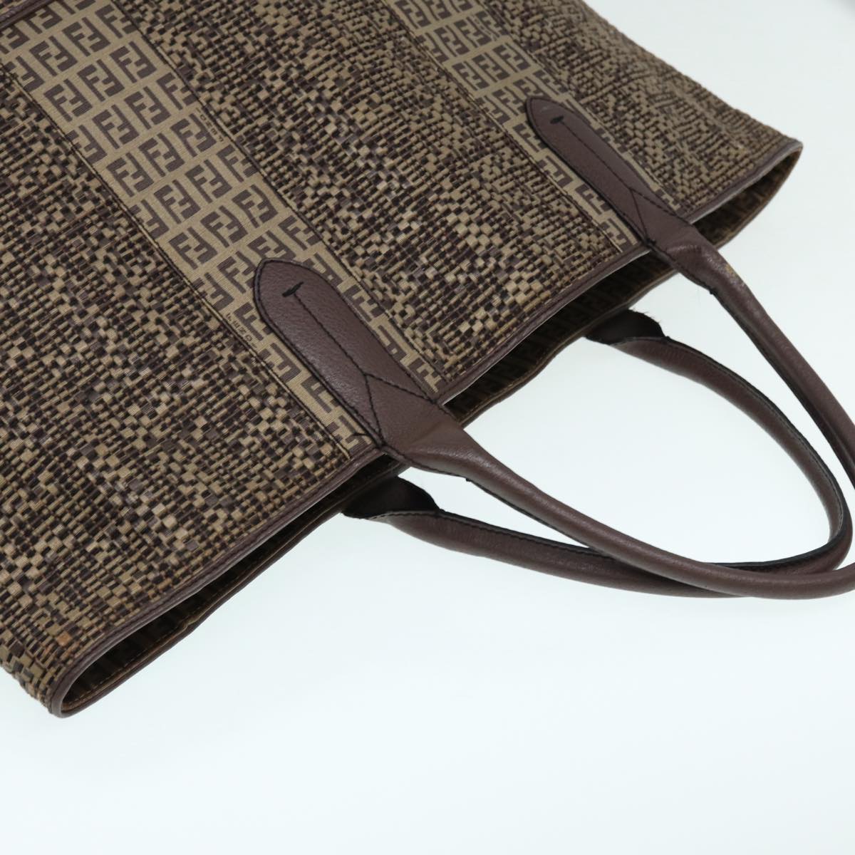FENDI Zucchino Canvas Hand Bag Brown 86480