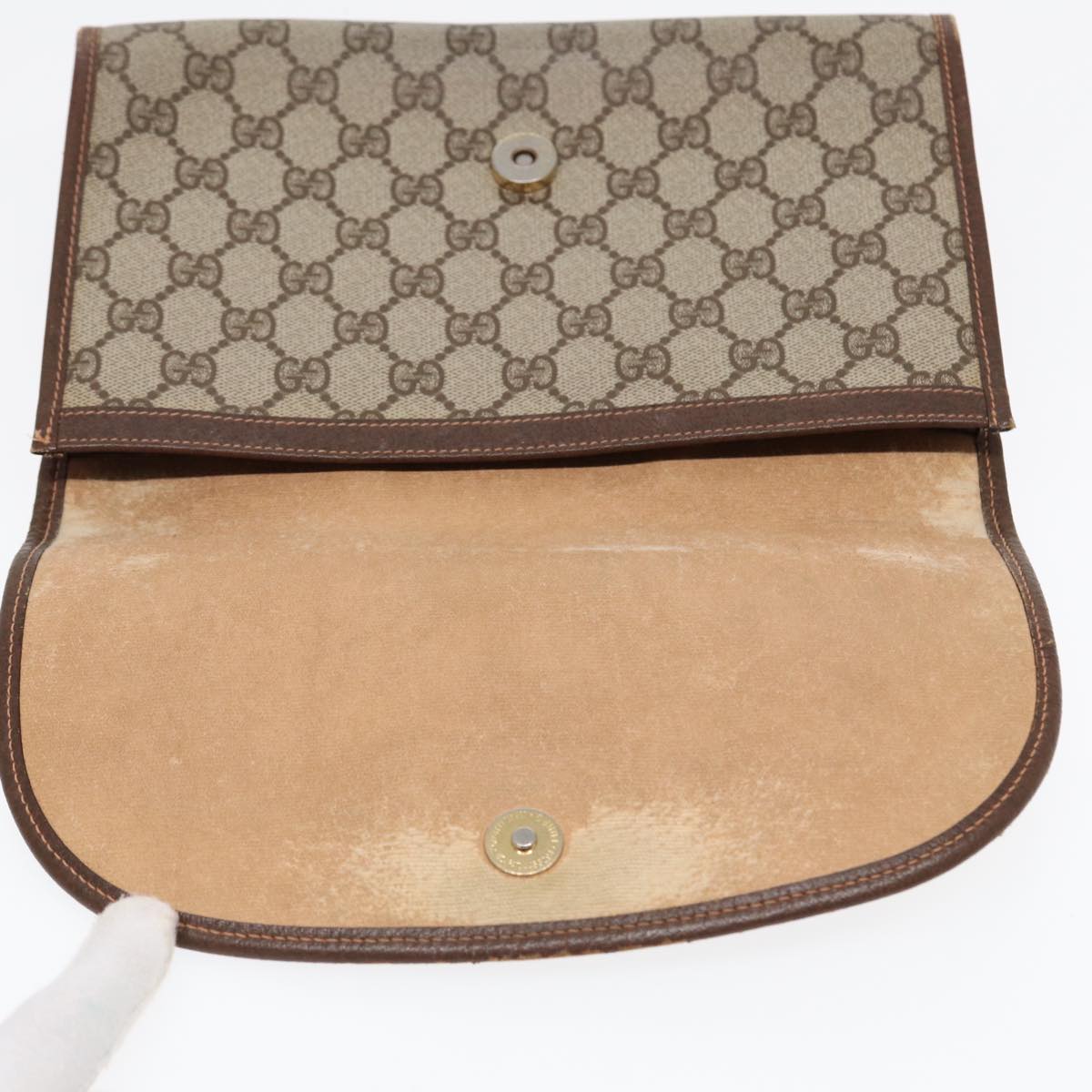 GUCCI GG Supreme Web Sherry Line Clutch Bag Brown 156 01 030 86523
