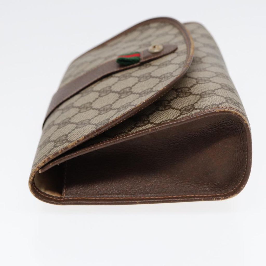 GUCCI GG Supreme Web Sherry Line Clutch Bag Brown 156 01 030 86523