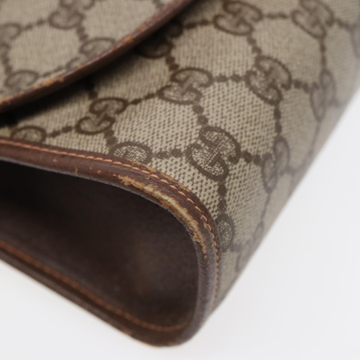 GUCCI GG Supreme Web Sherry Line Clutch Bag Brown 156 01 030 86523