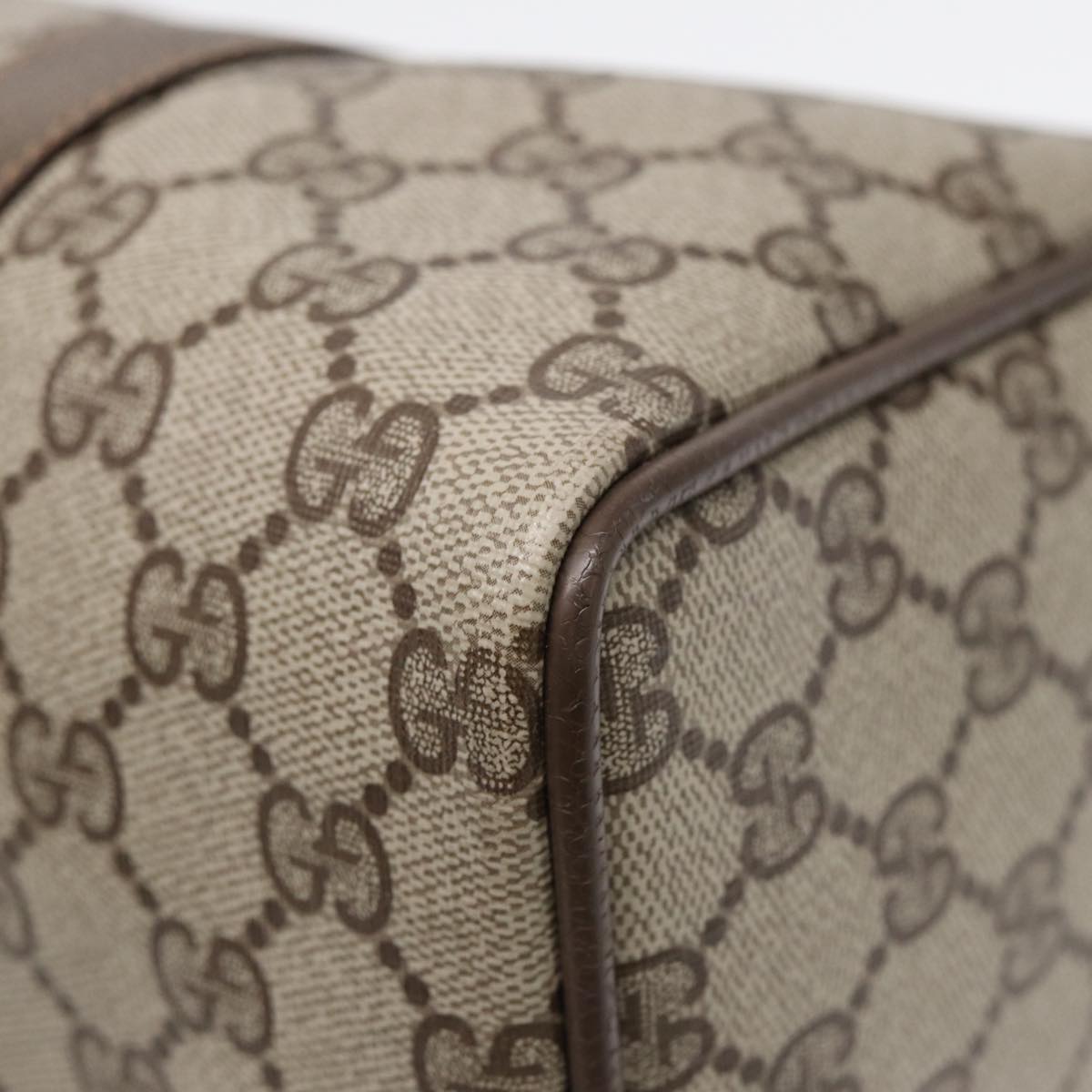 GUCCI GG Supreme Web Sherry Line Boston Bag PVC Beige Gold 40 02 007 86544