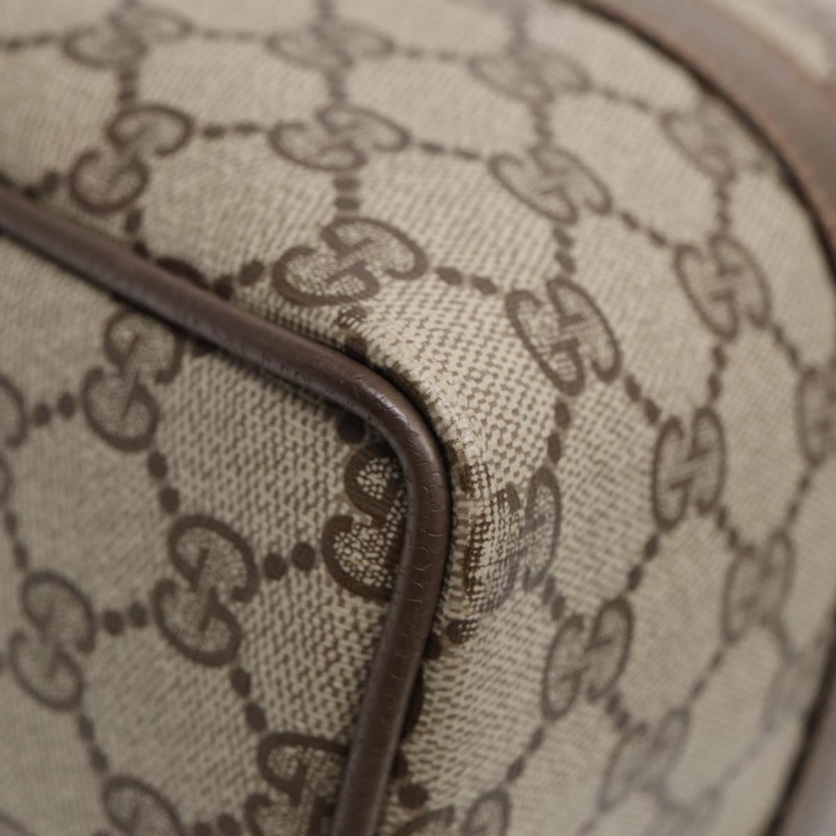 GUCCI GG Supreme Web Sherry Line Boston Bag PVC Beige Gold 40 02 007 86544
