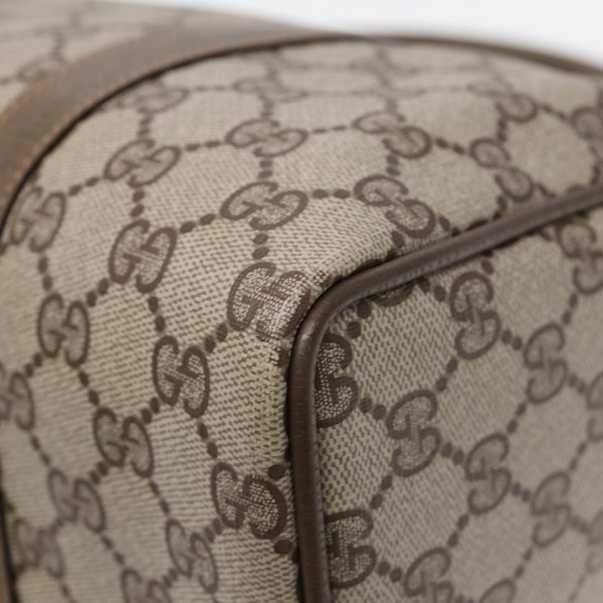 GUCCI GG Supreme Web Sherry Line Boston Bag PVC Beige Gold 40 02 007 86544