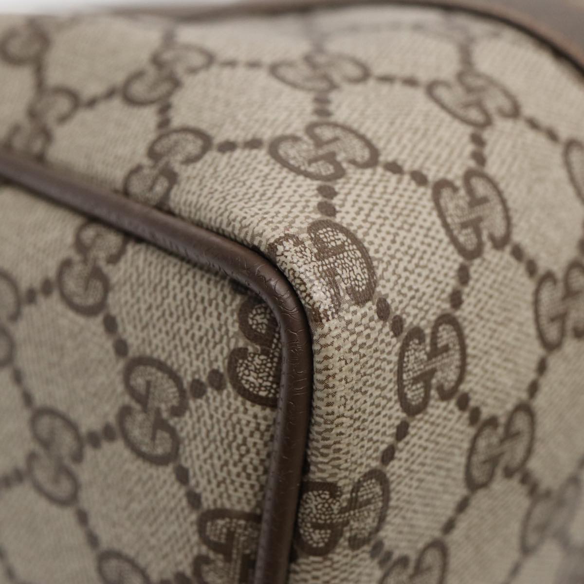GUCCI GG Supreme Web Sherry Line Boston Bag PVC Beige Gold 40 02 007 86544