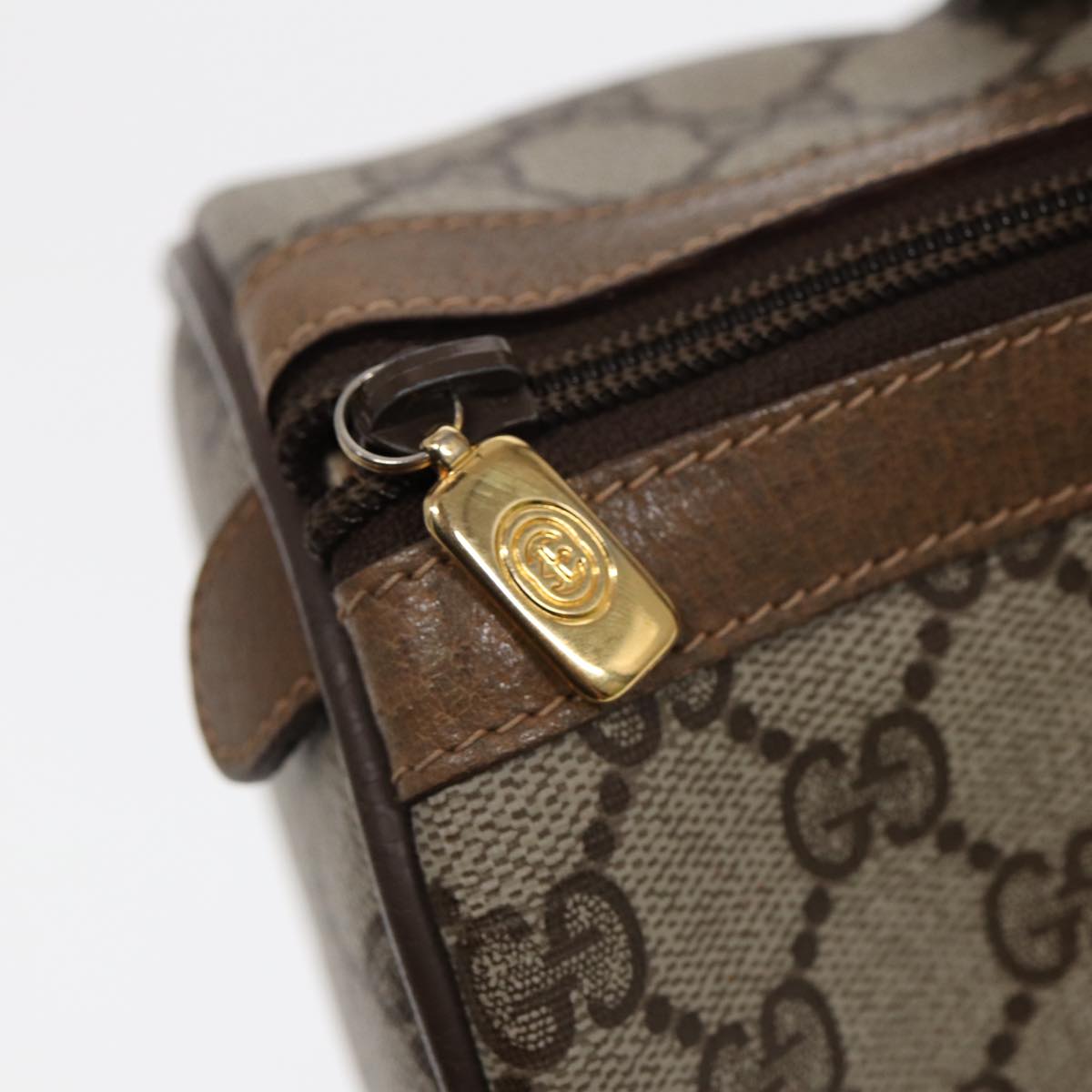 GUCCI GG Supreme Web Sherry Line Boston Bag PVC Beige Gold 40 02 007 86544