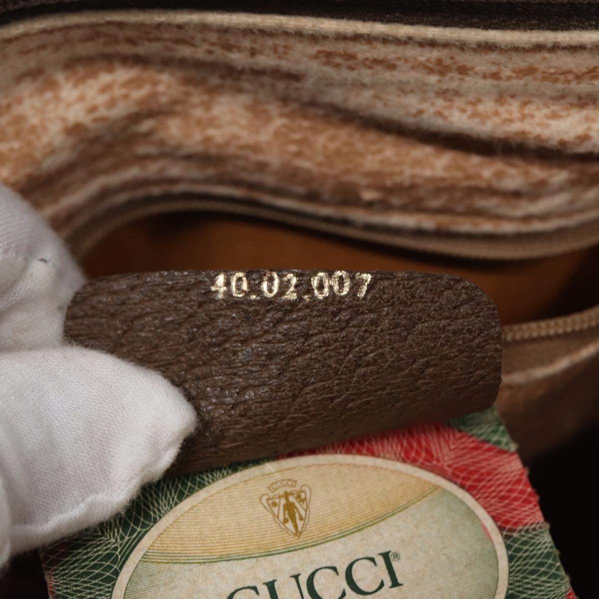 GUCCI GG Supreme Web Sherry Line Boston Bag PVC Beige Gold 40 02 007 86544