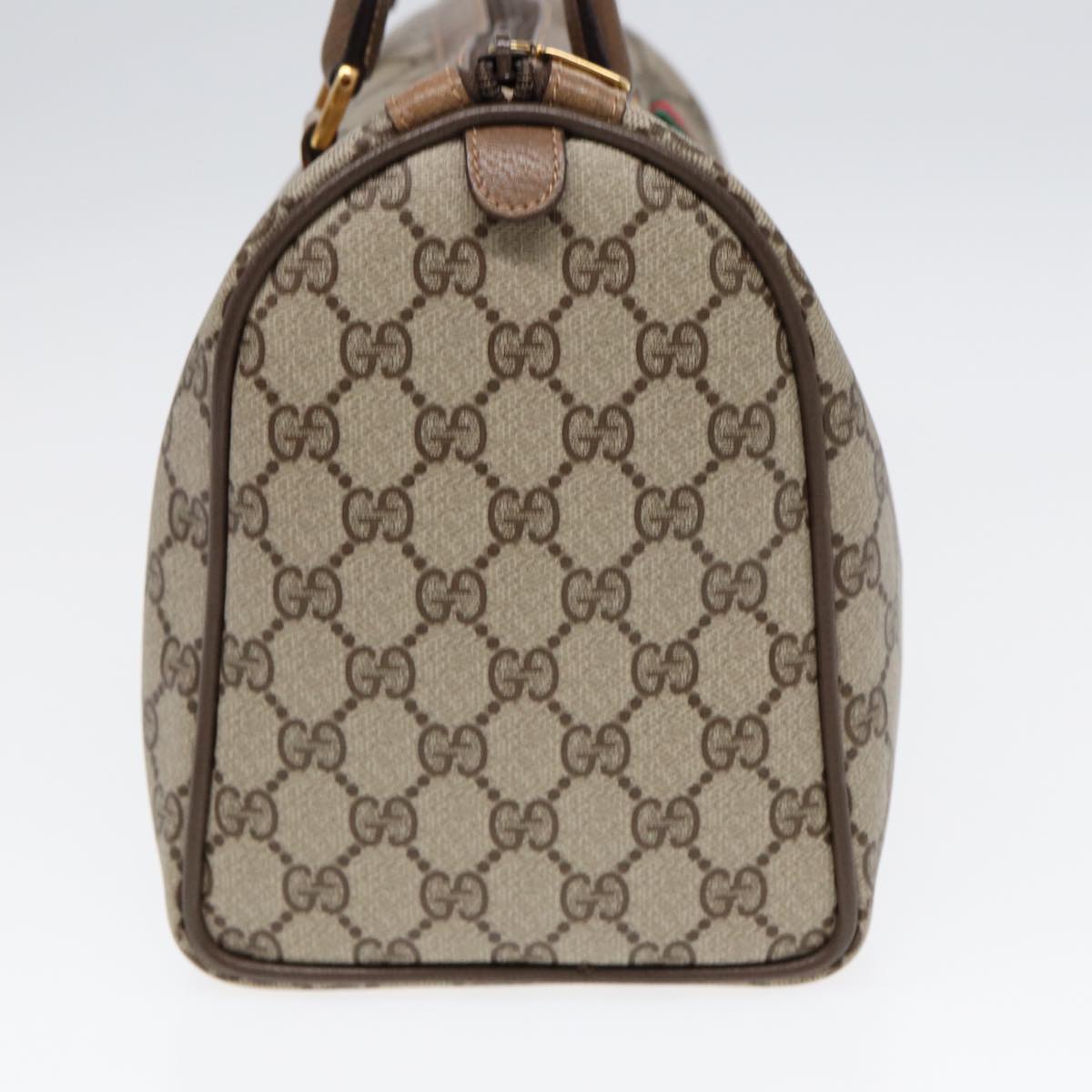 GUCCI GG Supreme Web Sherry Line Boston Bag PVC Beige Gold 40 02 007 86544