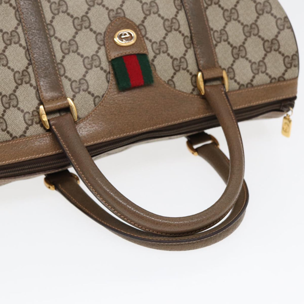 GUCCI GG Supreme Web Sherry Line Boston Bag PVC Beige Gold 40 02 007 86544