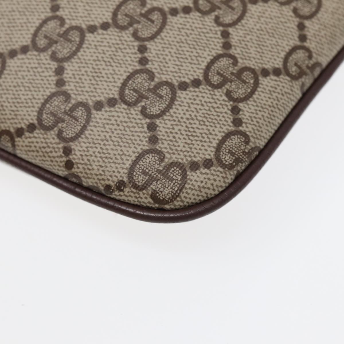 GUCCI GG Supreme Web Sherry Line Shoulder Bag PVC Beige Gold 86551