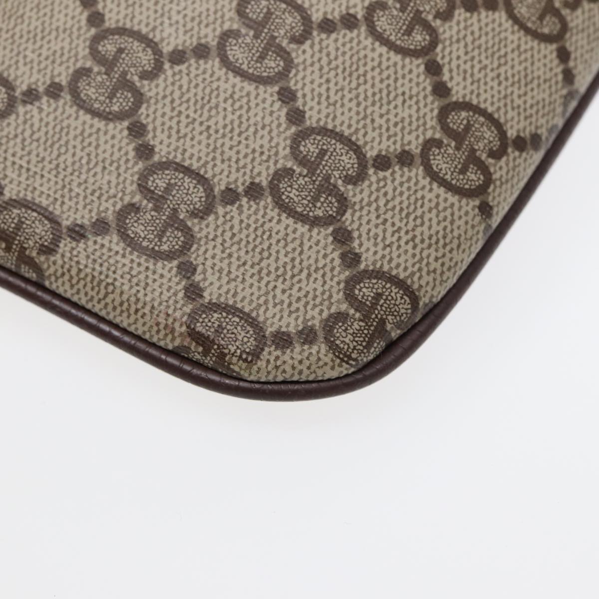 GUCCI GG Supreme Web Sherry Line Shoulder Bag PVC Beige Gold 86551