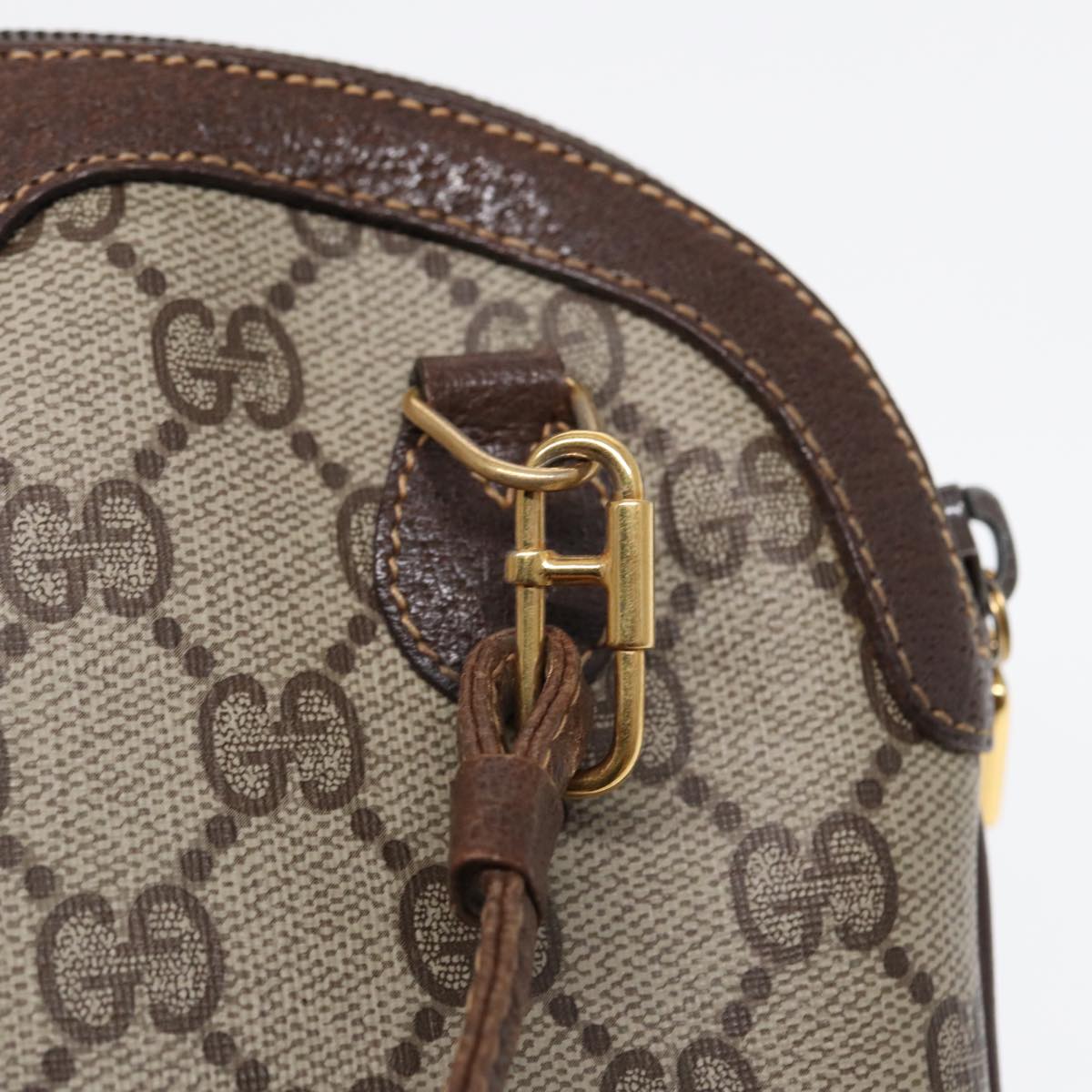 GUCCI GG Supreme Web Sherry Line Shoulder Bag PVC Beige Gold 86551