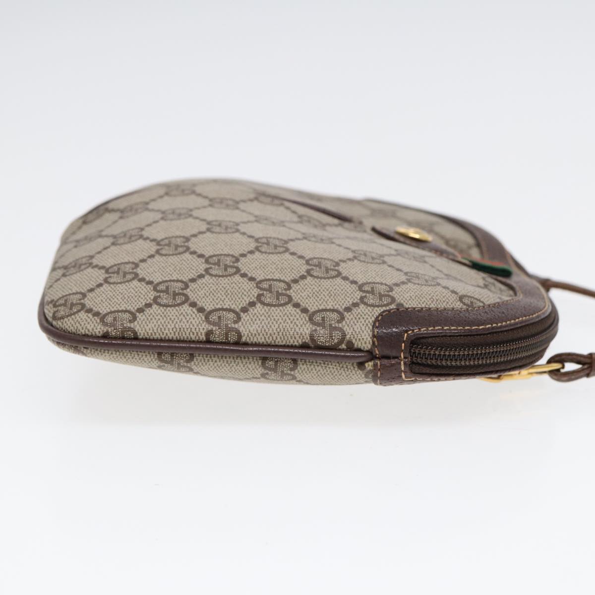 GUCCI GG Supreme Web Sherry Line Shoulder Bag PVC Beige Gold 86551