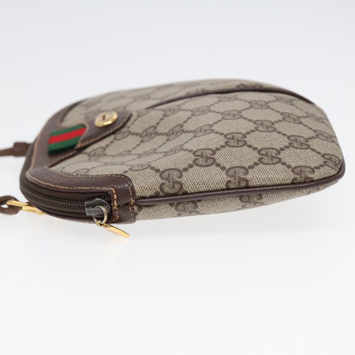 GUCCI GG Supreme Web Sherry Line Shoulder Bag PVC Beige Gold 86551