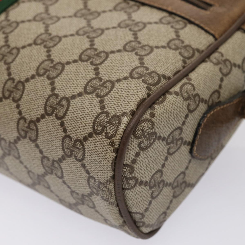 GUCCI GG Supreme Web Sherry Line Shoulder Bag PVC Beige Gold 86552