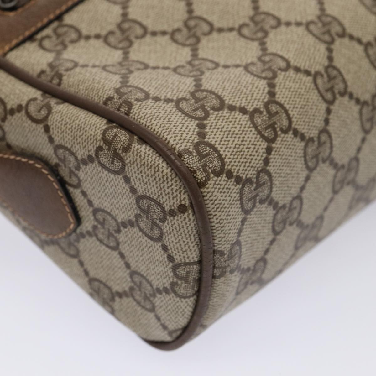 GUCCI GG Supreme Web Sherry Line Shoulder Bag PVC Beige Gold 86552