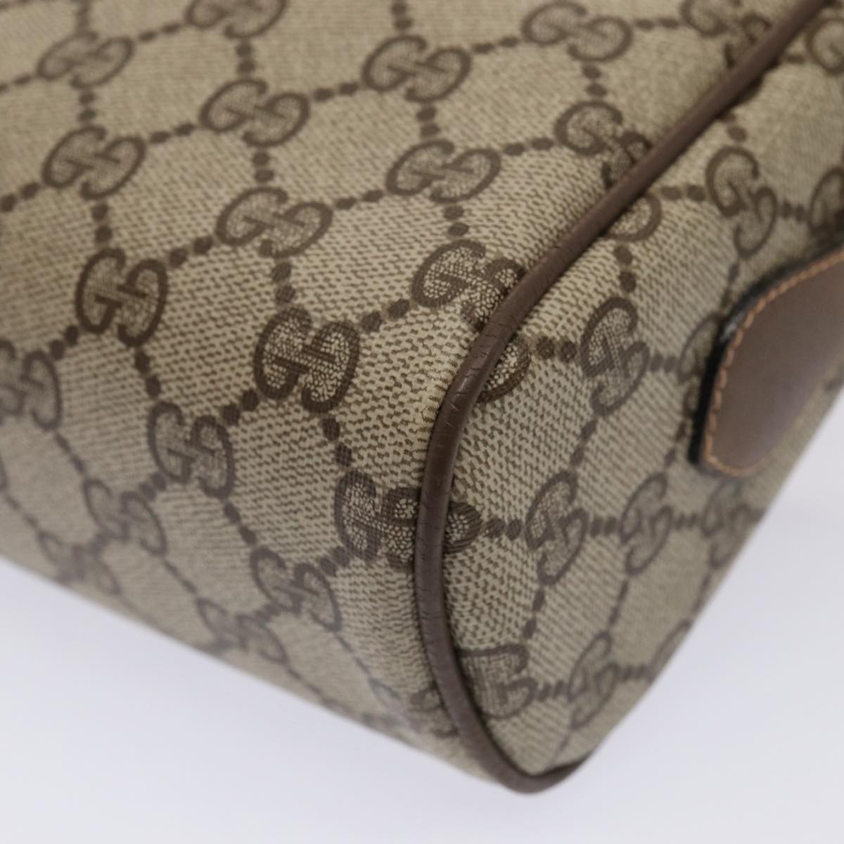GUCCI GG Supreme Web Sherry Line Shoulder Bag PVC Beige Gold 86552
