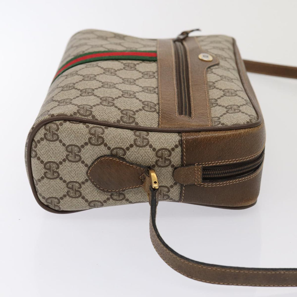 GUCCI GG Supreme Web Sherry Line Shoulder Bag PVC Beige Gold 86552
