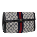 GUCCI GG Supreme Sherry Line Clutch Bag PVC Navy Gold 67 014 3087 86554