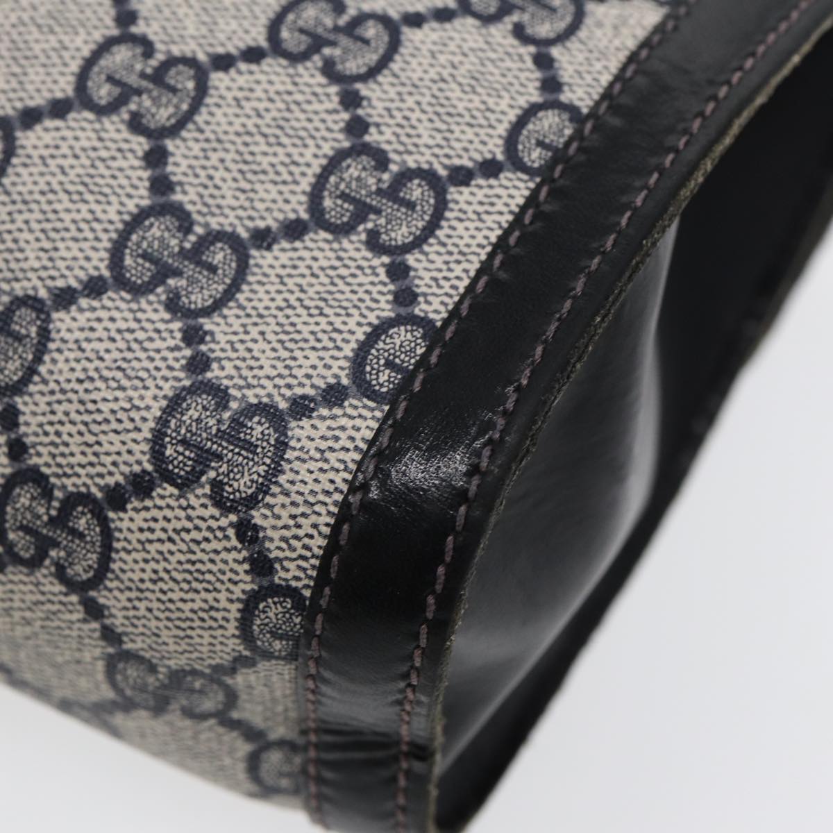 GUCCI GG Supreme Sherry Line Clutch Bag PVC Navy Gold 67 014 3087 86554