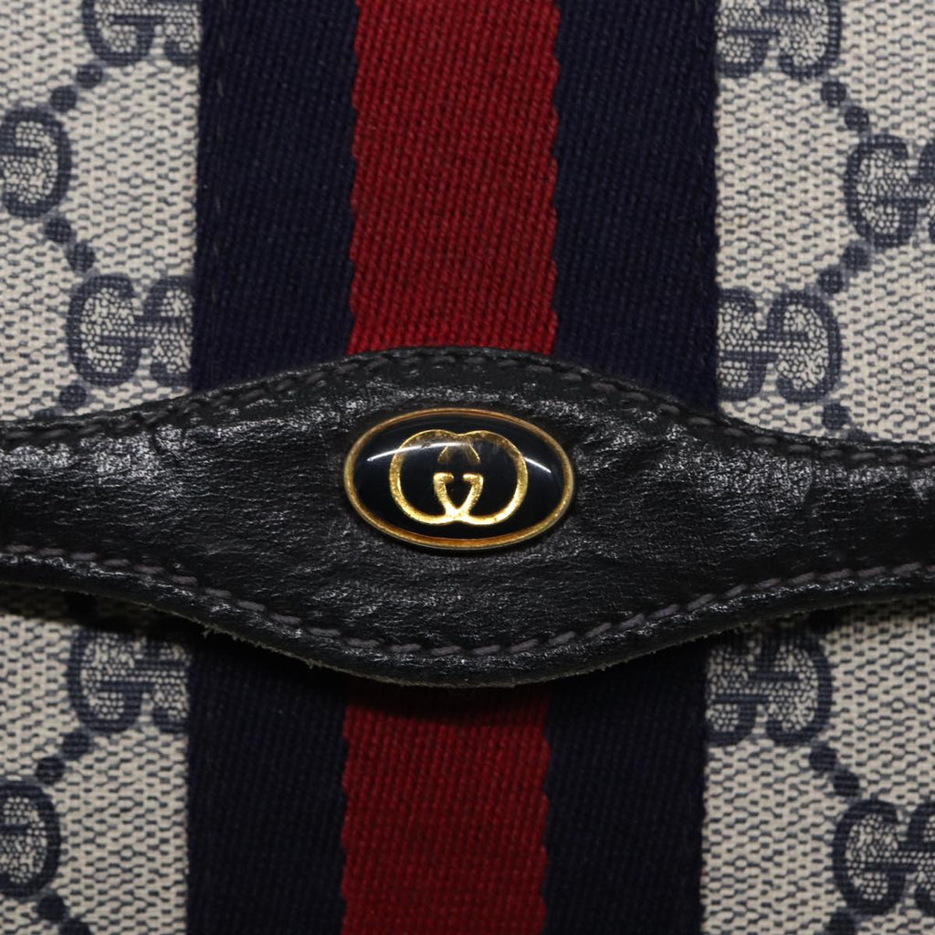 GUCCI GG Supreme Sherry Line Clutch Bag PVC Navy Gold 67 014 3087 86554