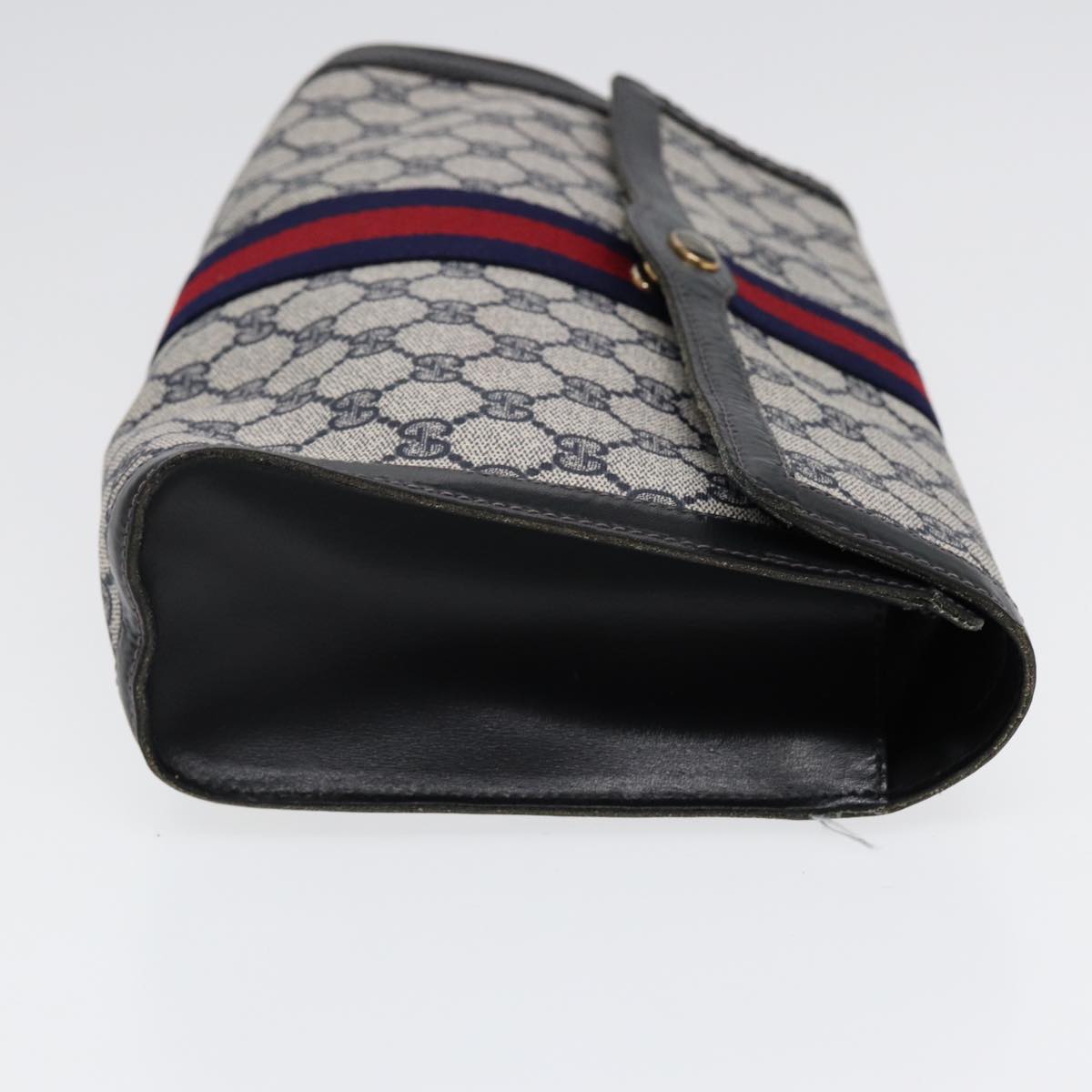 GUCCI GG Supreme Sherry Line Clutch Bag PVC Navy Gold 67 014 3087 86554