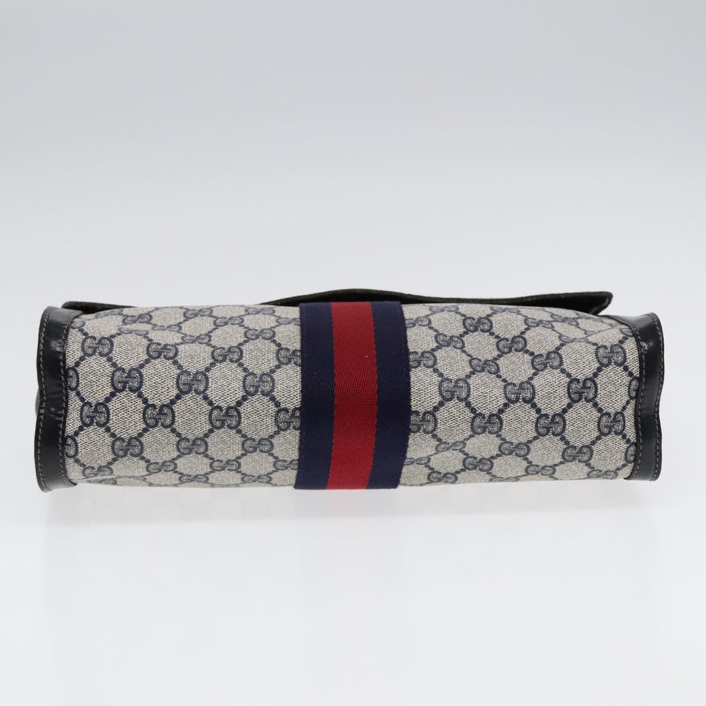 GUCCI GG Supreme Sherry Line Clutch Bag PVC Navy Gold 67 014 3087 86554