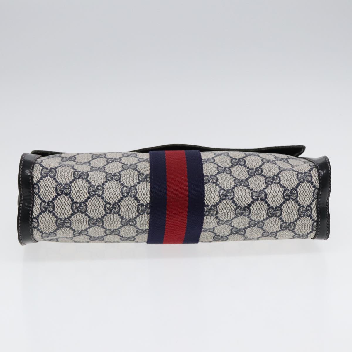 GUCCI GG Supreme Sherry Line Clutch Bag PVC Navy Gold 67 014 3087 86554