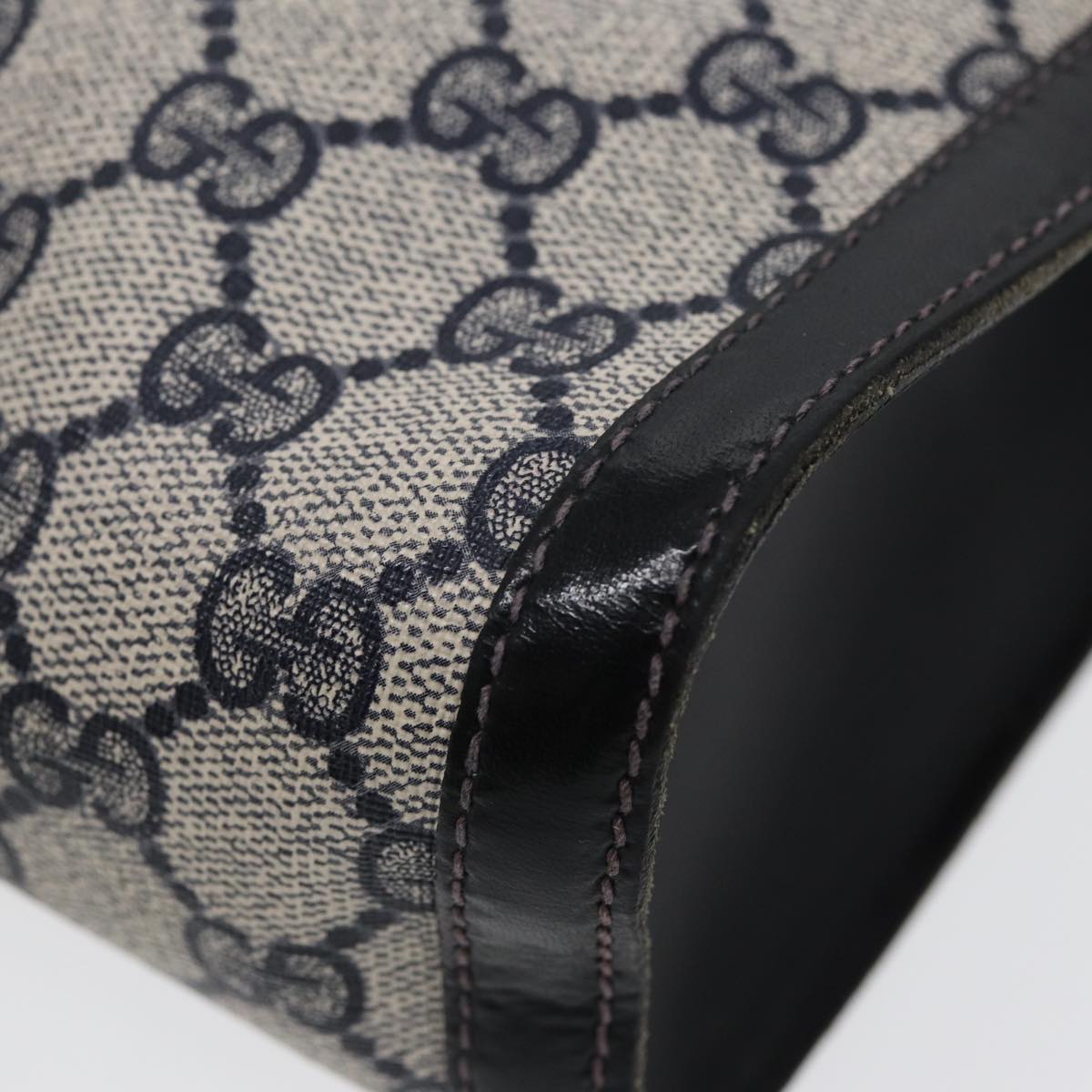 GUCCI GG Supreme Sherry Line Clutch Bag PVC Navy Gold 67 014 3087 86554